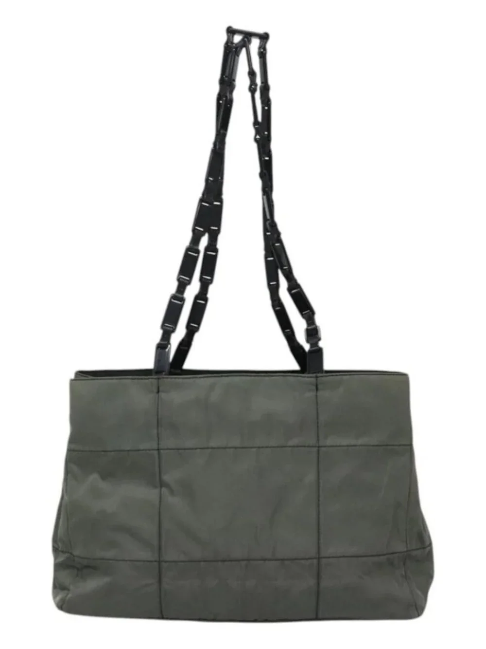 PRADA Tote Bag Nylon Plastic Gray Black Auth ep7577